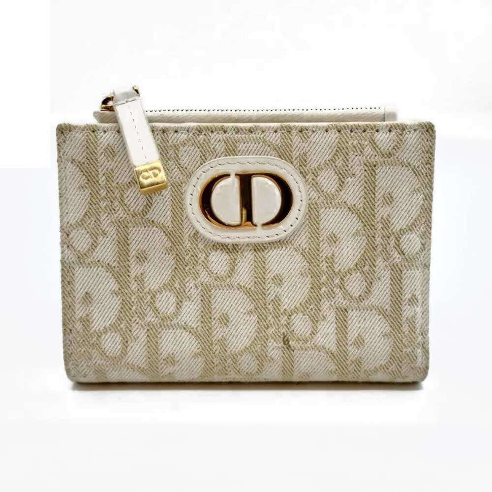 Christian Dior 30 Montaigne Compact Wallet, Bi-fold White, Trotter Jacquard, ...